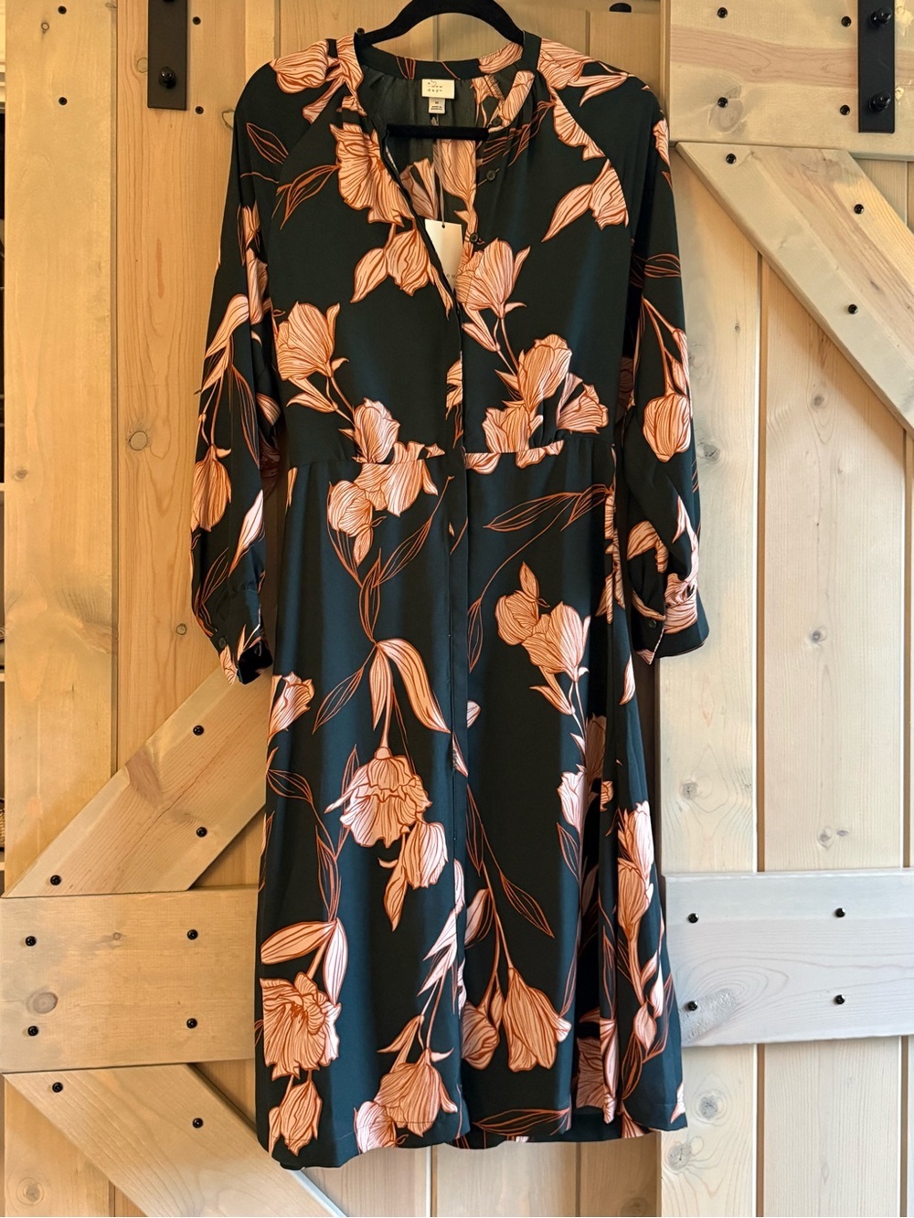 NWT a new day Midi Dress with Peach Floral Print